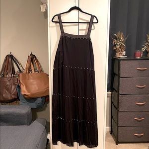 NWT Old Navy Plus Sized Black Tiered MIDI Dress with White Detail, Size 3X